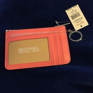 Michael Kors coin key ring ID pink grapefruit